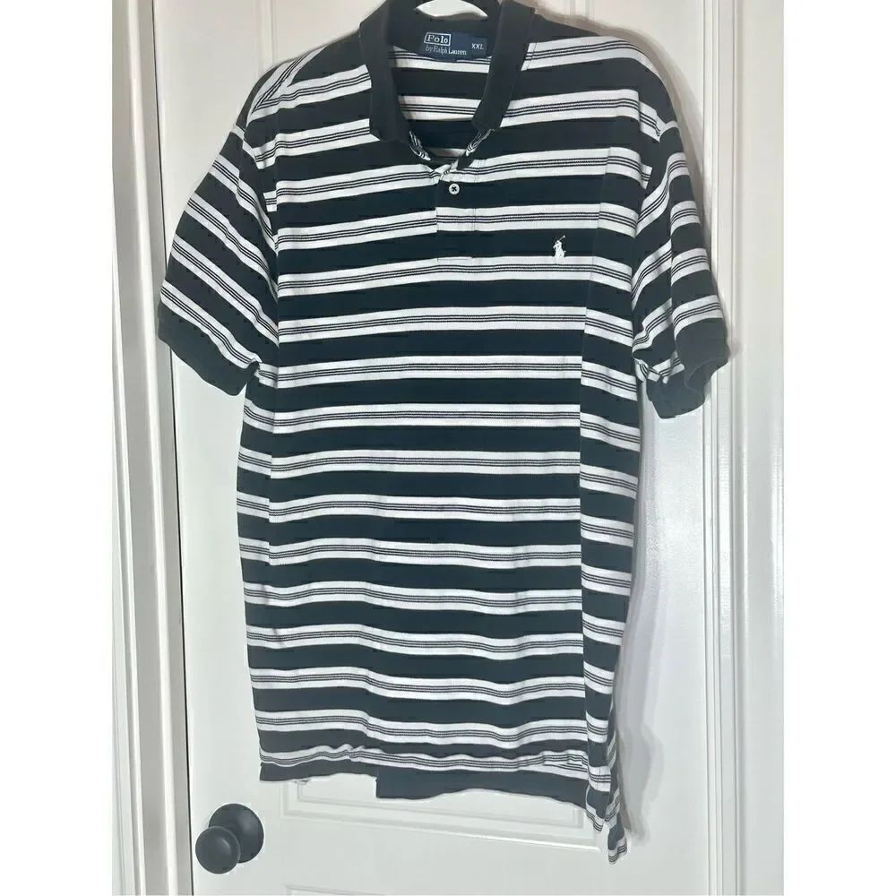 Polo Ralph Lauren black and white striped polo size XXL